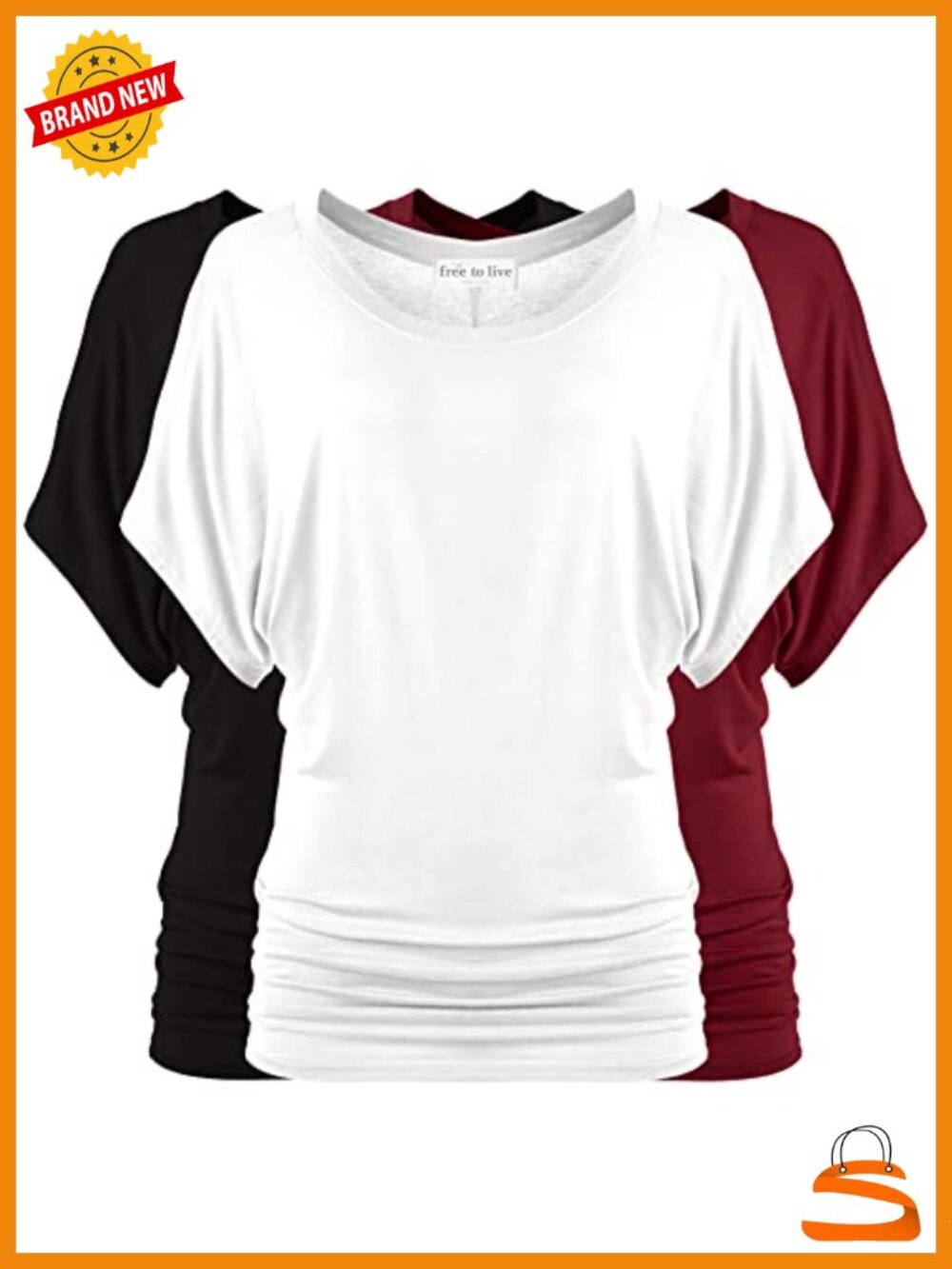3 Pack Dolman Sleeve Tunic Tops Short Sleeve Blouses Business Casual Work Shirts